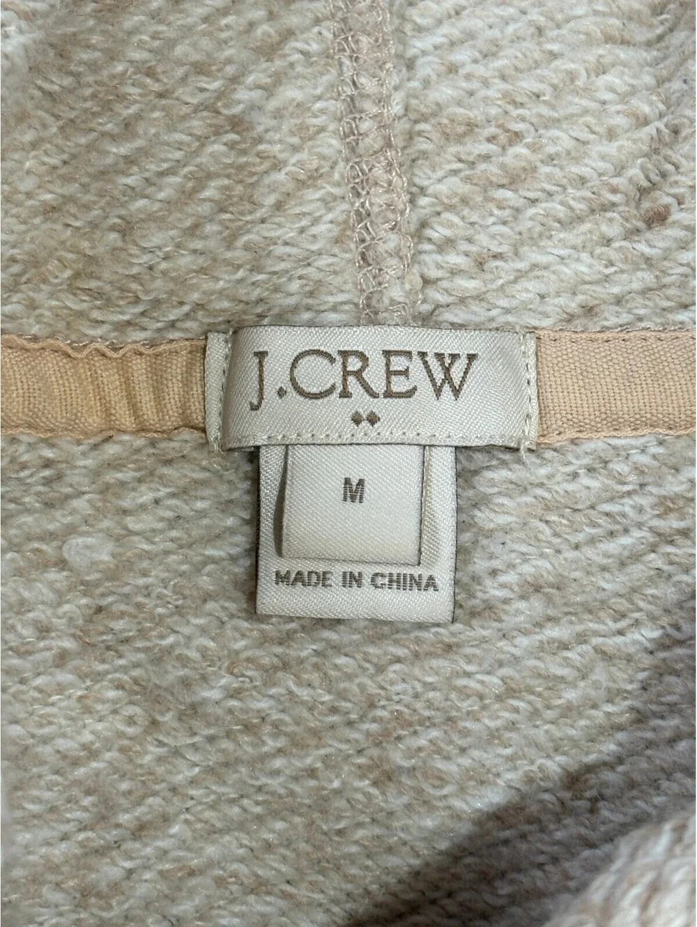 J.Crew Hoodie Cowl Neck Beige Cotton Blend Womens Size M